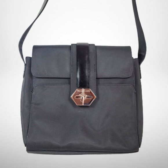 Cesare Paciotti Handbags - Cesare Paciotti Black Thick Nylon/Leather Shoulder Tote Handbag
